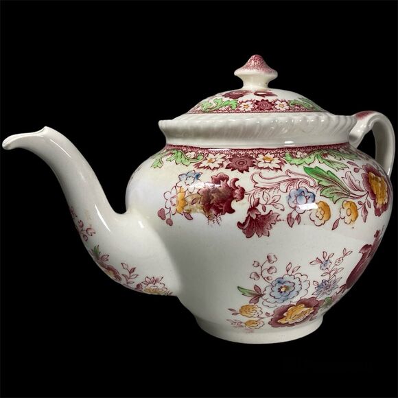 Johnson Brothers Winchester Teapot & Lid Pink (Rope Edge) England Floral 5 Cup - Picture 2 of 16